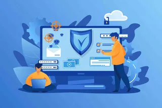 Illustration of a cartoon man using alternative WordPress security plugins.